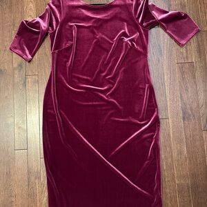 NWT Bravissimo Deep Pink Velvet Midi Dress US 14 Curvy